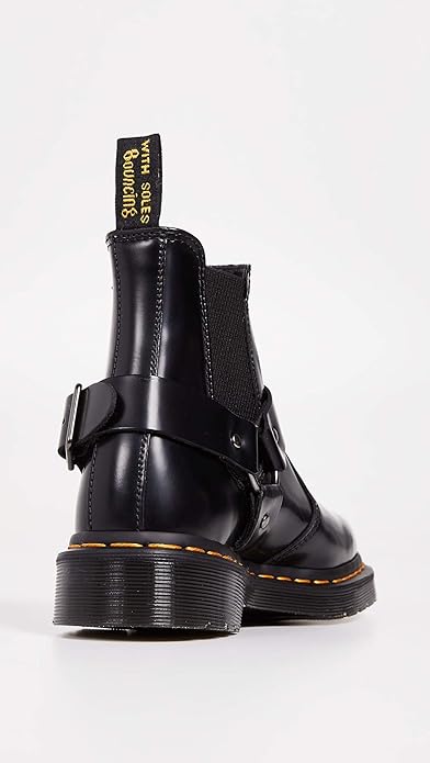 靴 Dr. Martens BUCKLE PULL UP CHELSEA BOOTS 1460 Black Buckle Pull Up 8 Eye Boot — Downes